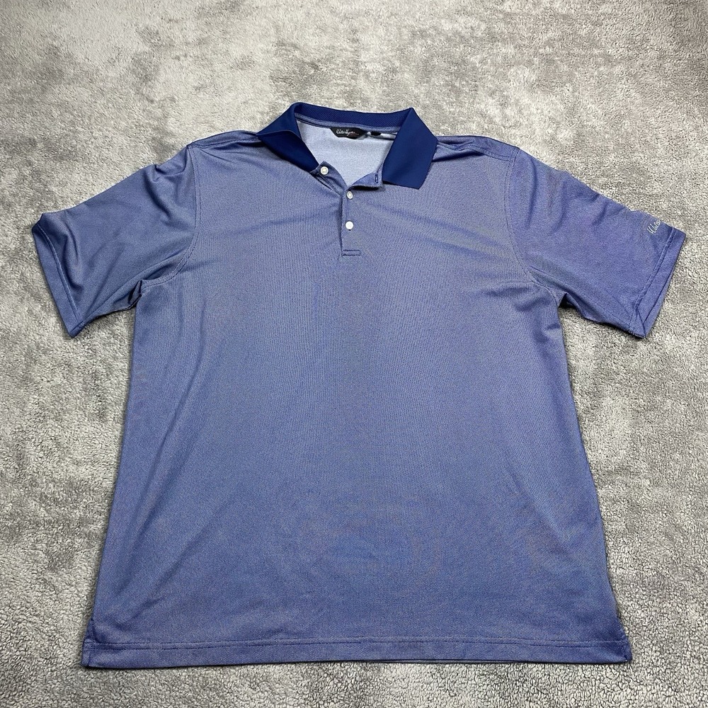 Walter Hagen Essentials Golf Polo Mens XL Blue Pattern Short Sleeve